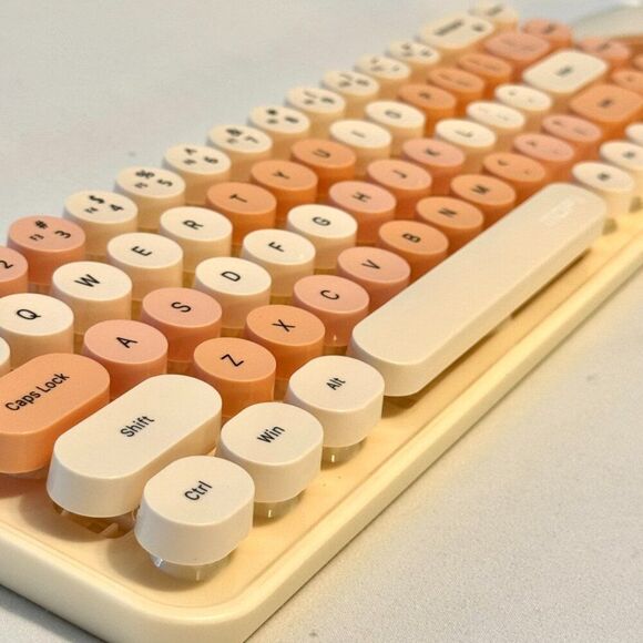 Beige Wireless Typewriter Keyboard and Mouse Set - Picture 2 of 6